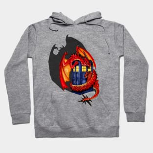 Red Dragon with blue phone booth Hoodie